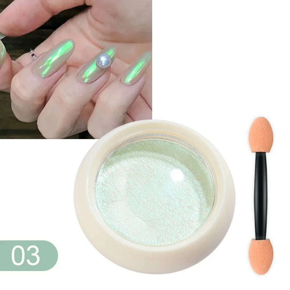 Solid Powder Nail Glitter Aurora Mirror Chrome Mermaid Pigment Holographic Rubbing Dust Nail Art Decorations Manicure TRG01-06-2