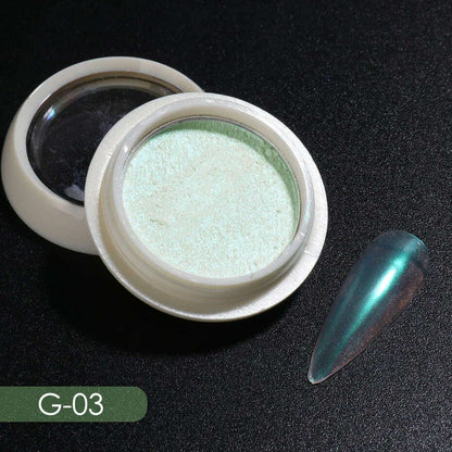 Solid Powder Nail Glitter Aurora Mirror Chrome Mermaid Pigment Holographic Rubbing Dust Nail Art Decorations Manicure TRG01-06-2