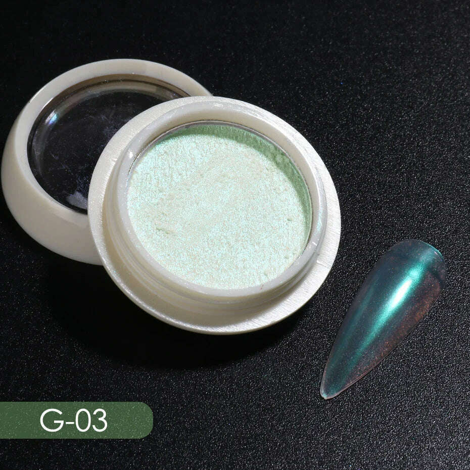 Solid Powder Nail Glitter Aurora Mirror Chrome Mermaid Pigment Holographic Rubbing Dust Nail Art Decorations Manicure TRG01-06-2
