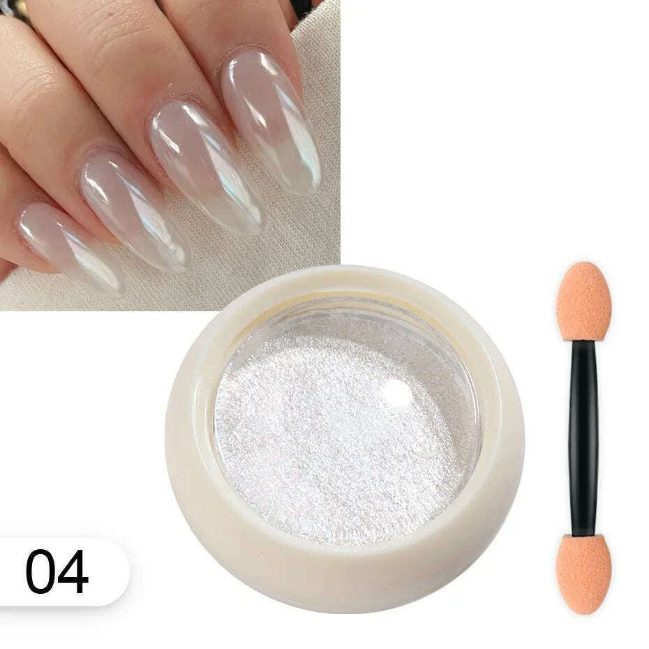 Solid Powder Nail Glitter Aurora Mirror Chrome Mermaid Pigment Holographic Rubbing Dust Nail Art Decorations Manicure TRG01-06-2