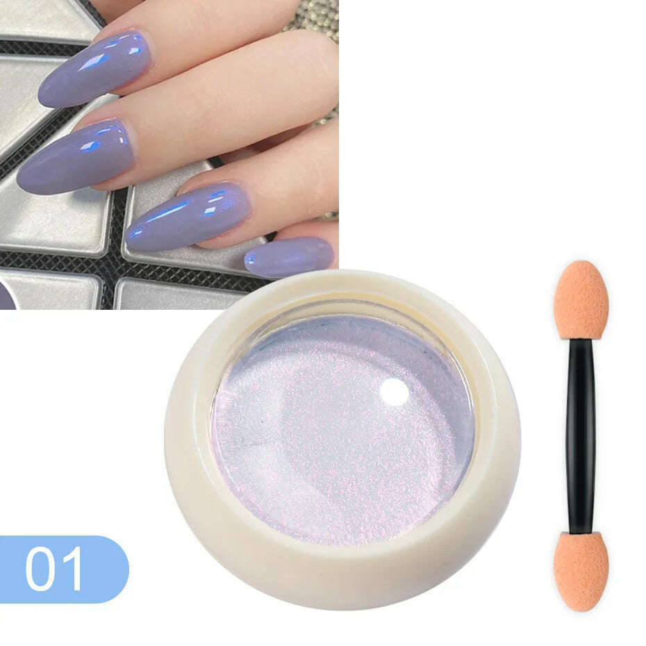 Solid Powder Nail Glitter Aurora Mirror Chrome Mermaid Pigment Holographic Rubbing Dust Nail Art Decorations Manicure TRG01-06-2