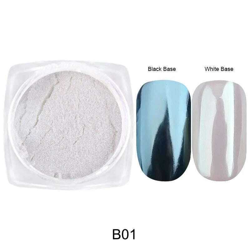 Solid Powder Nail Glitter Aurora Mirror Chrome Mermaid Pigment Holographic Rubbing Dust Nail Art Decorations Manicure TRG01-06-2