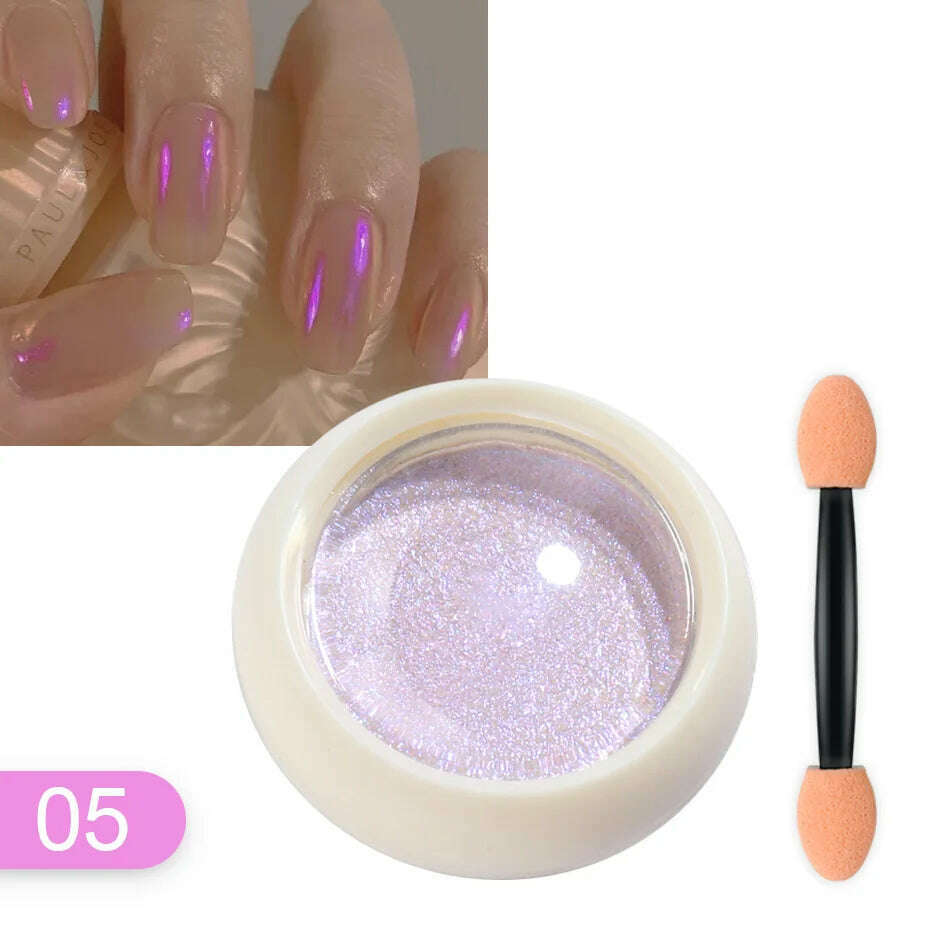 Solid Powder Nail Glitter Aurora Mirror Chrome Mermaid Pigment Holographic Rubbing Dust Nail Art Decorations Manicure TRG01-06-2