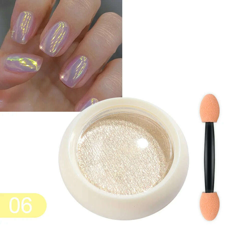 Solid Powder Nail Glitter Aurora Mirror Chrome Mermaid Pigment Holographic Rubbing Dust Nail Art Decorations Manicure TRG01-06-2