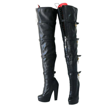 Sorbern 8 Locks Block Heel Boots Women Unisex Style Crotch Thigh High Boot Drag Queen Shoes Fetish Custom Multi Colors