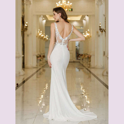 Spaghetti Straps Navy Blue A Line Evening Dresses 2024 Elegant Beaded Appliques Illusion Prom Gowns Formal Party Vestido De Gala