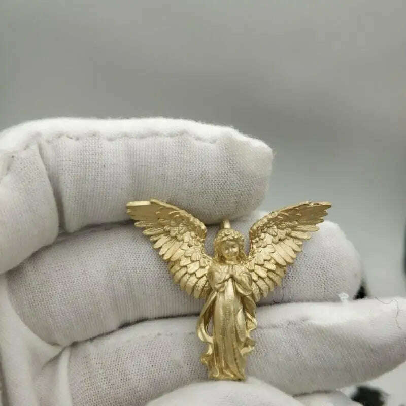 Stainless Steel Creative Personality Prayer Angel Pendant Necklace Men and Women Fashion Trend Hip Hop Punk Accessories Jewelry