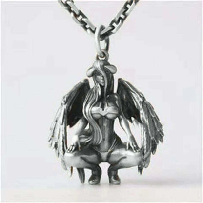 Stainless Steel Creative Personality Prayer Angel Pendant Necklace Men and Women Fashion Trend Hip Hop Punk Accessories Jewelry