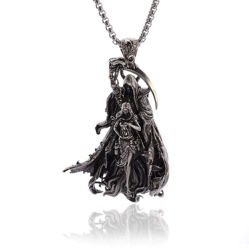 Stainless Steel Creative Personality Prayer Angel Pendant Necklace Men and Women Fashion Trend Hip Hop Punk Accessories Jewelry