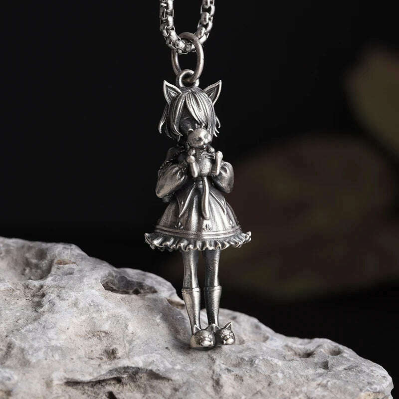 Stainless Steel Creative Personality Prayer Angel Pendant Necklace Men and Women Fashion Trend Hip Hop Punk Accessories Jewelry