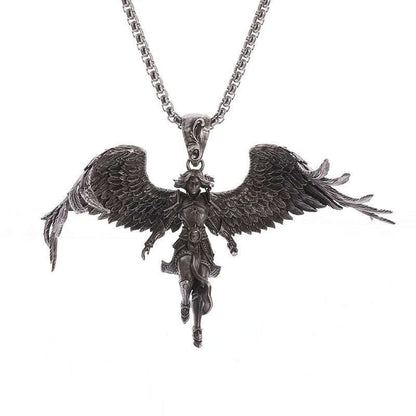 Stainless Steel Creative Personality Prayer Angel Pendant Necklace Men and Women Fashion Trend Hip Hop Punk Accessories Jewelry