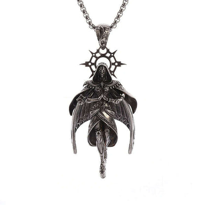Stainless Steel Creative Personality Prayer Angel Pendant Necklace Men and Women Fashion Trend Hip Hop Punk Accessories Jewelry