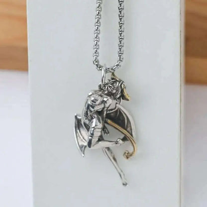 Stainless Steel Creative Personality Prayer Angel Pendant Necklace Men and Women Fashion Trend Hip Hop Punk Accessories Jewelry