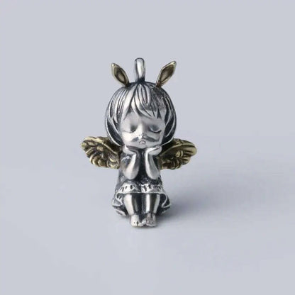 Stainless Steel Creative Personality Prayer Angel Pendant Necklace Men and Women Fashion Trend Hip Hop Punk Accessories Jewelry