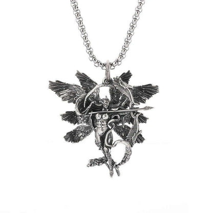 Stainless Steel Creative Personality Prayer Angel Pendant Necklace Men and Women Fashion Trend Hip Hop Punk Accessories Jewelry