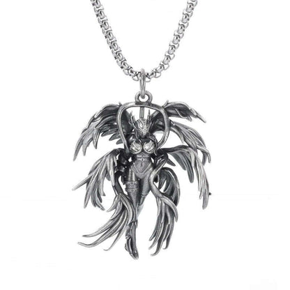 Stainless Steel Creative Personality Prayer Angel Pendant Necklace Men and Women Fashion Trend Hip Hop Punk Accessories Jewelry
