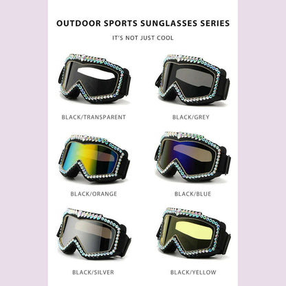 Steampunk Oversized Diamond Ski Sunglasses Goggle Women Men Snowing Sport Sun Glasses Luxury Rhinestone Eyeglasses De Sol Hombre