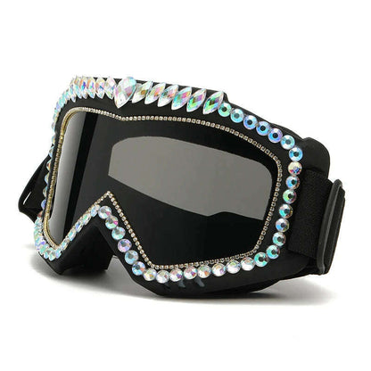 Steampunk Oversized Diamond Ski Sunglasses Goggle Women Men Snowing Sport Sun Glasses Luxury Rhinestone Eyeglasses De Sol Hombre