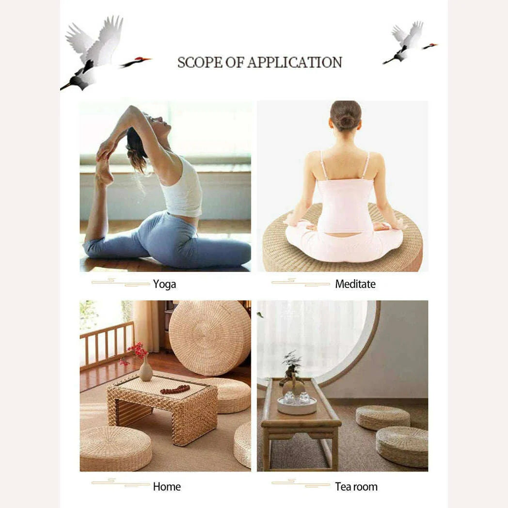 Straw Pouf Seat Mat Meditation Ottoman Home Decor Cushion Buckwheat Floor Seat Cushion Rustic Floor Cushion