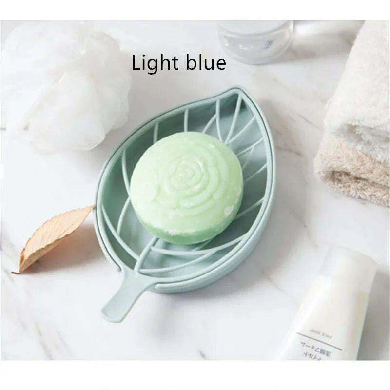 Suction Cup Soap Dish Box For Bathroom Shower Soap Holder with Drain Portable Leaf Shape Toilet Laundry Soap Rack Tray For Basin