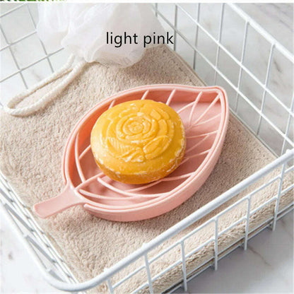 Suction Cup Soap Dish Box For Bathroom Shower Soap Holder with Drain Portable Leaf Shape Toilet Laundry Soap Rack Tray For Basin