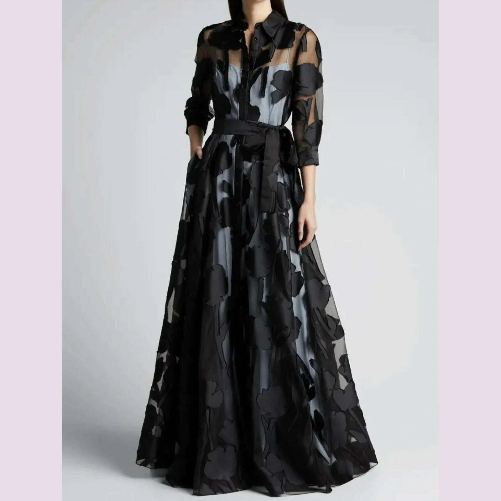 Summer Dress Women Jacquard Mesh Dress No Lining Transparent Club Party Sexy Knotted Waist Maxi Dresses Wholesale Dropshipping
