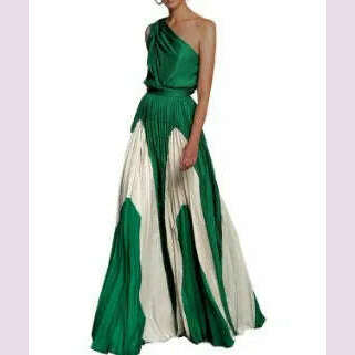Summer Dresses 2025 Fashion One Shoulder Sleeveless Splicing Print Off Shoulder Long Dresses Elegant Women Clothing Dress Hot