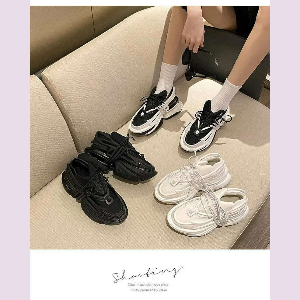 Summer Women's Shoes White Shoes On Platform Ladies Woman Vulcanize Casual Breathable Sneaker Black Chunky Sneakers Spring