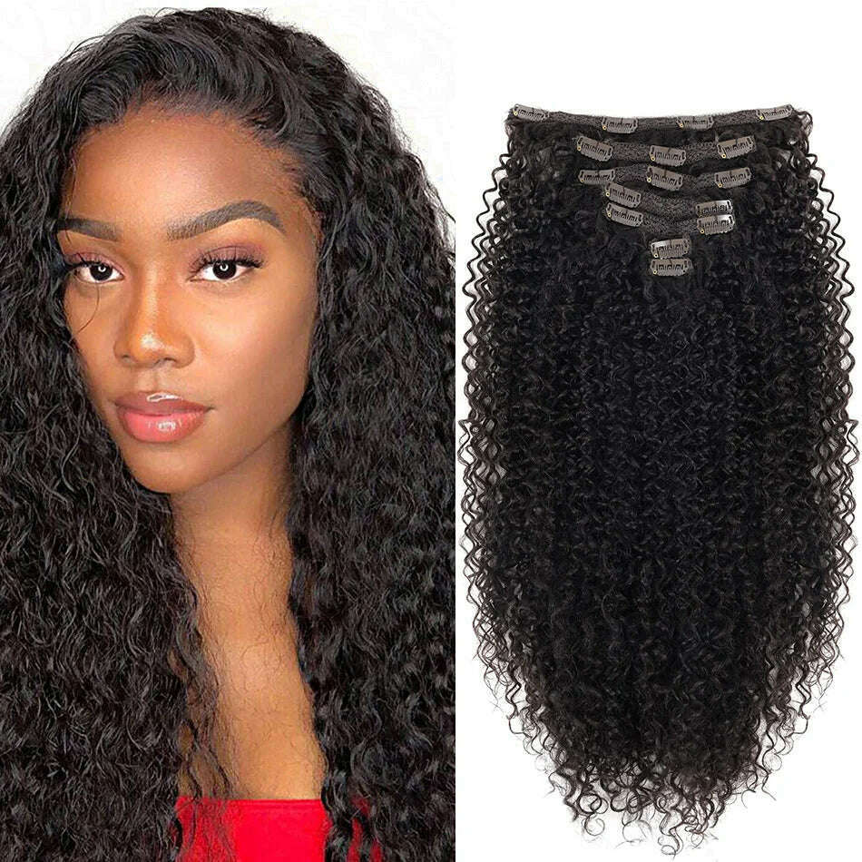 Synthetic Clip In Hair Extension Full Head Long 26”140g Afro Kinky Curly Fake Hair Pieces Clip-on Blacke Brown hairpin For Women