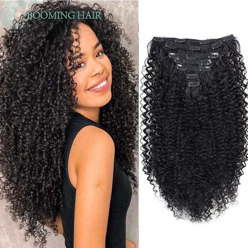 Synthetic Clip In Hair Extension Full Head Long 26”140g Afro Kinky Curly Fake Hair Pieces Clip-on Blacke Brown hairpin For Women