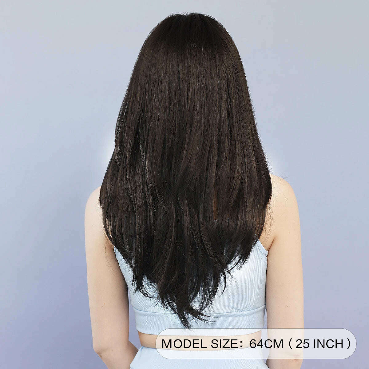 Synthetic Loose Straight Wig for Women Daily Party High Density Natural Middle Part Layered Black Hair Wigs with Curtain Bangs