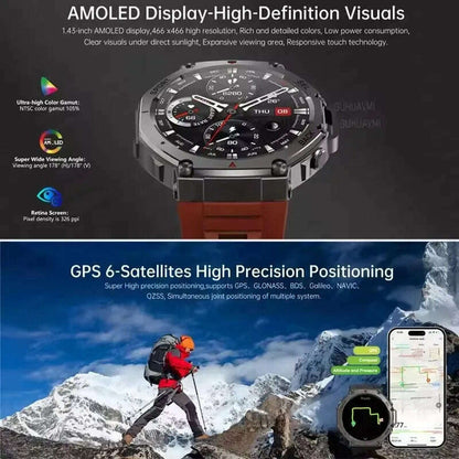T-Rex 3 Built-in Dual-band GPS Smart Watch Men Smartwatch Compass Altimeter Barometric 5ATM IP69K Waterproof AMOLED HD Watches