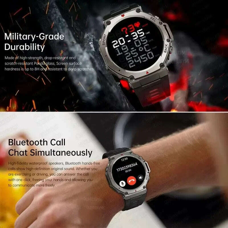 T-Rex 3 Built-in Dual-band GPS Smart Watch Men Smartwatch Compass Altimeter Barometric 5ATM IP69K Waterproof AMOLED HD Watches