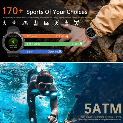 T-Rex 3 Built-in Dual-band GPS Smart Watch Men Smartwatch Compass Altimeter Barometric 5ATM IP69K Waterproof AMOLED HD Watches