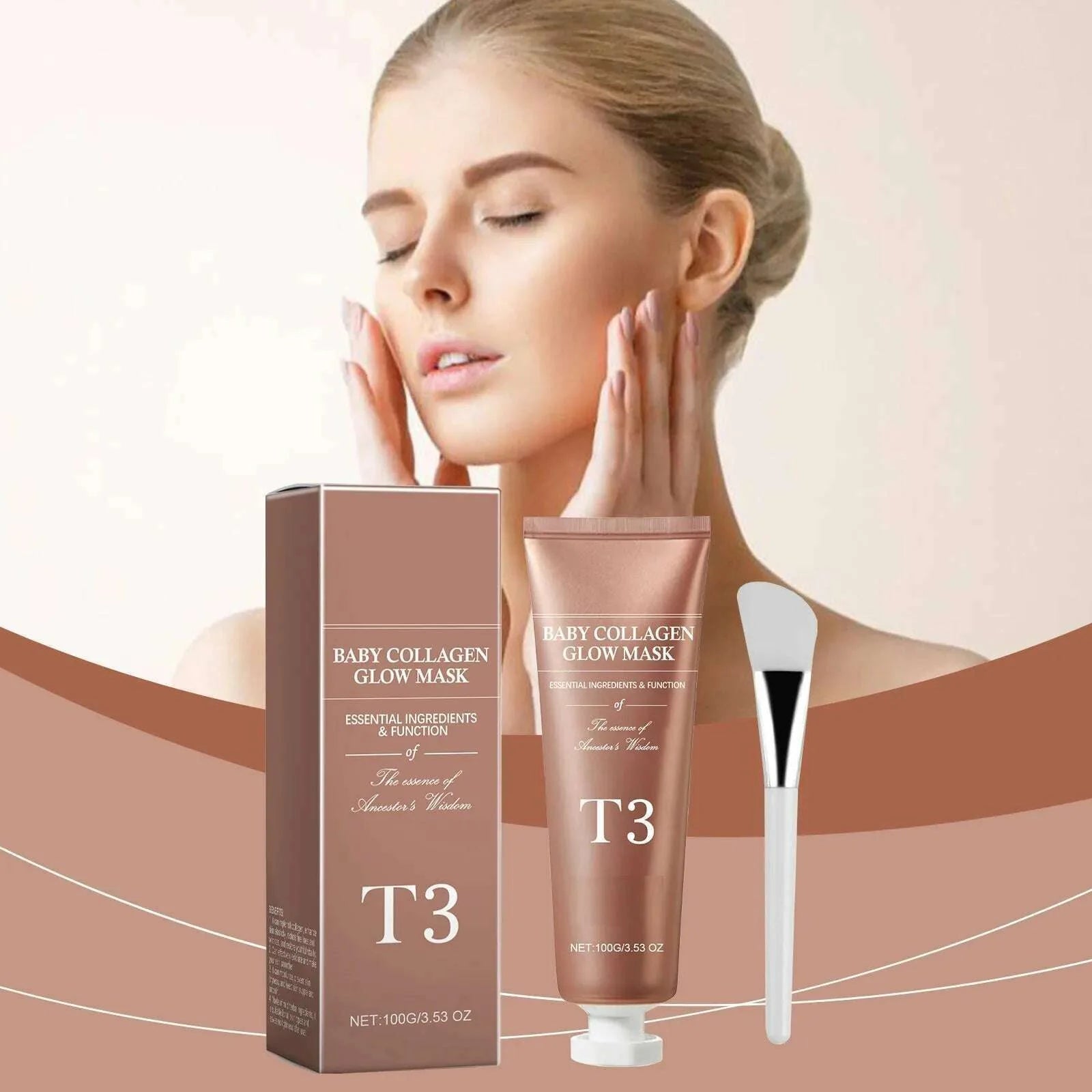 T3 Collagen Mask, T3 Baby Collagen Glow Mask, T3 Collagen Peel Off Mask, Korean Face Mask Make Glowy Skin, Skin Elasticity