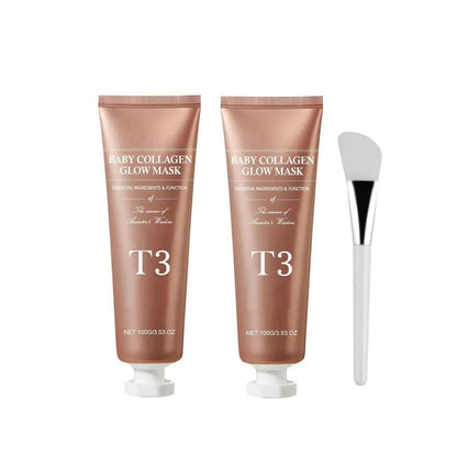 T3 Collagen Mask, T3 Baby Collagen Glow Mask, T3 Collagen Peel Off Mask, Korean Face Mask Make Glowy Skin, Skin Elasticity