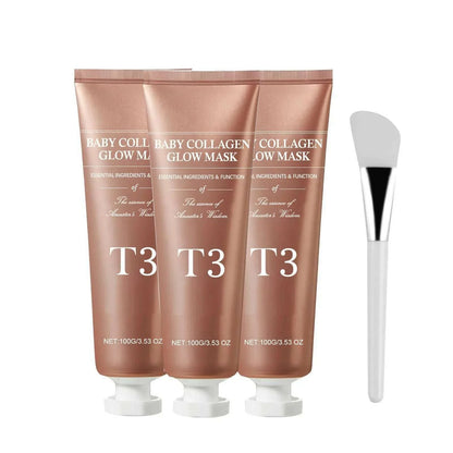 T3 Collagen Mask, T3 Baby Collagen Glow Mask, T3 Collagen Peel Off Mask, Korean Face Mask Make Glowy Skin, Skin Elasticity