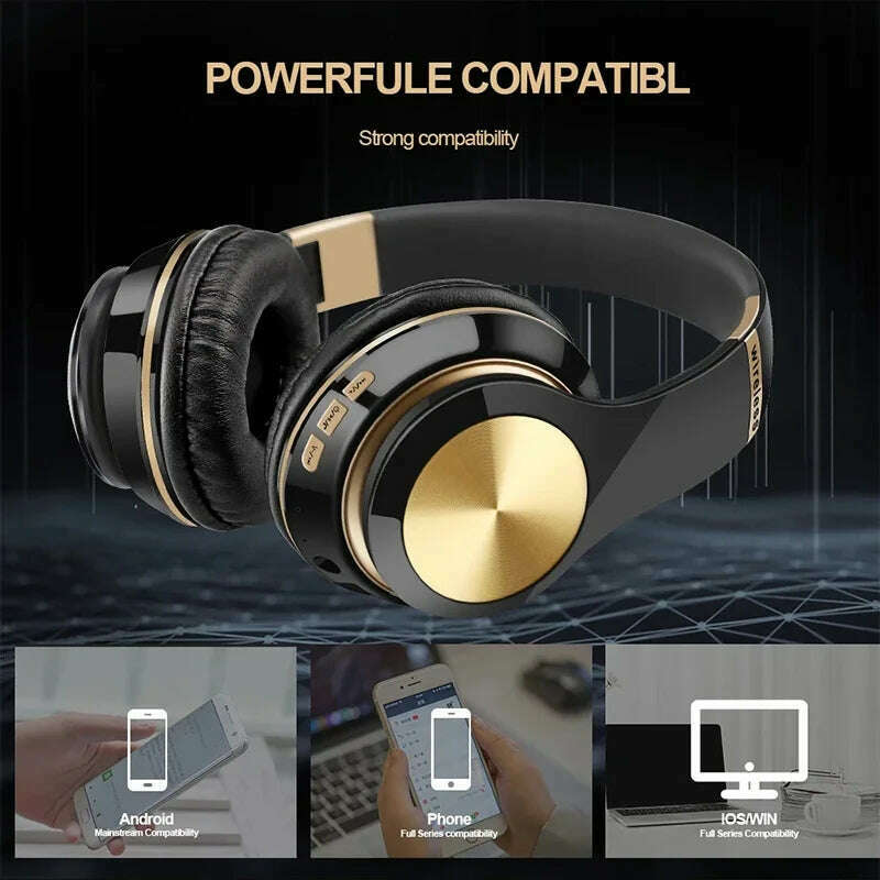 T5 Bluetooth Headphones Over Ear Head Wireless Earphones With Mic Music Headset Gamer Foldable Auriculare Fone For Huawei iPhone