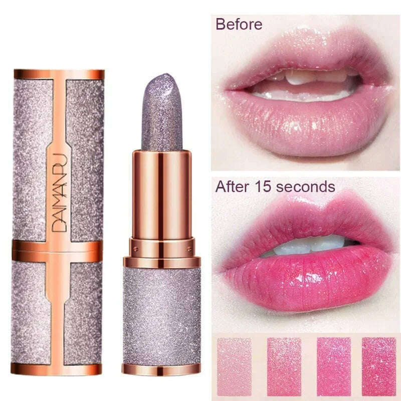 Temperature Color Changing Glitter Lipstick Waterproof Long Lasting Lipgloss Stick