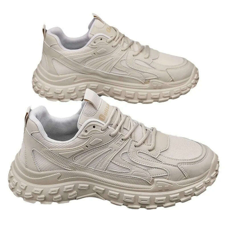Thick Sole Versatile Clunky Sneaker For Men 2024 New Trend Mesh Lace Up Breathable Casual Sports Shoes Increased Soft Soles