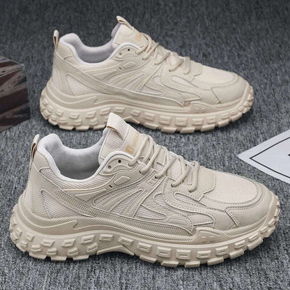 Thick Sole Versatile Clunky Sneaker For Men 2024 New Trend Mesh Lace Up Breathable Casual Sports Shoes Increased Soft Soles