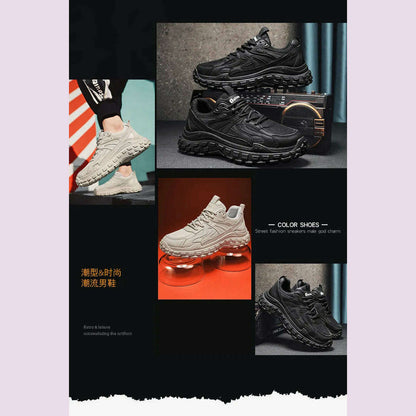 Thick Sole Versatile Clunky Sneaker For Men 2024 New Trend Mesh Lace Up Breathable Casual Sports Shoes Increased Soft Soles