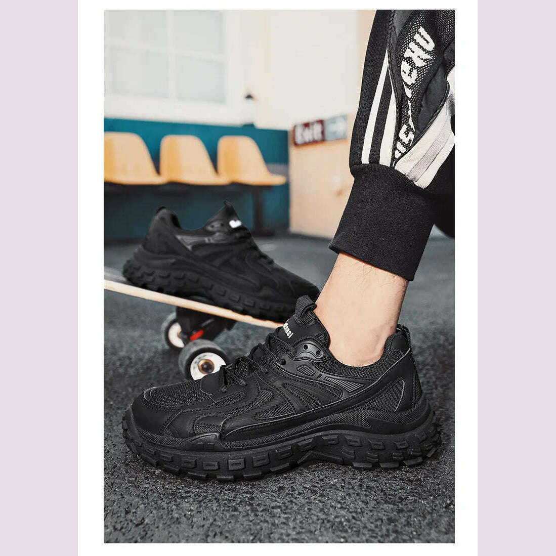 Thick Sole Versatile Clunky Sneaker For Men 2024 New Trend Mesh Lace Up Breathable Casual Sports Shoes Increased Soft Soles