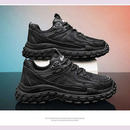 Thick Sole Versatile Clunky Sneaker For Men 2024 New Trend Mesh Lace Up Breathable Casual Sports Shoes Increased Soft Soles