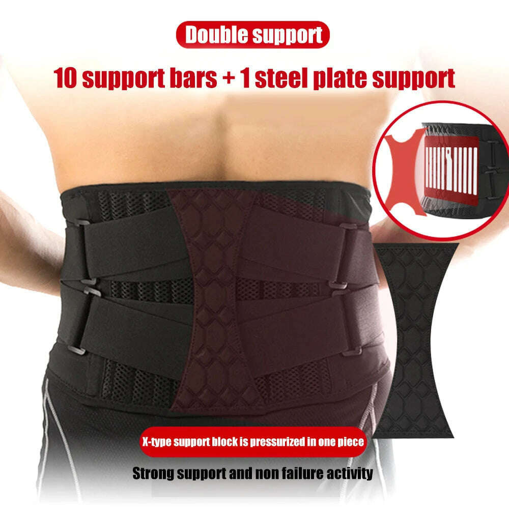 TIKE Lumbar Back Braces Support Belt for Women Men,Gym Waist Trainer Belt for Back Pain Relief,Herniated Disc,Sciatica,Scoliosis