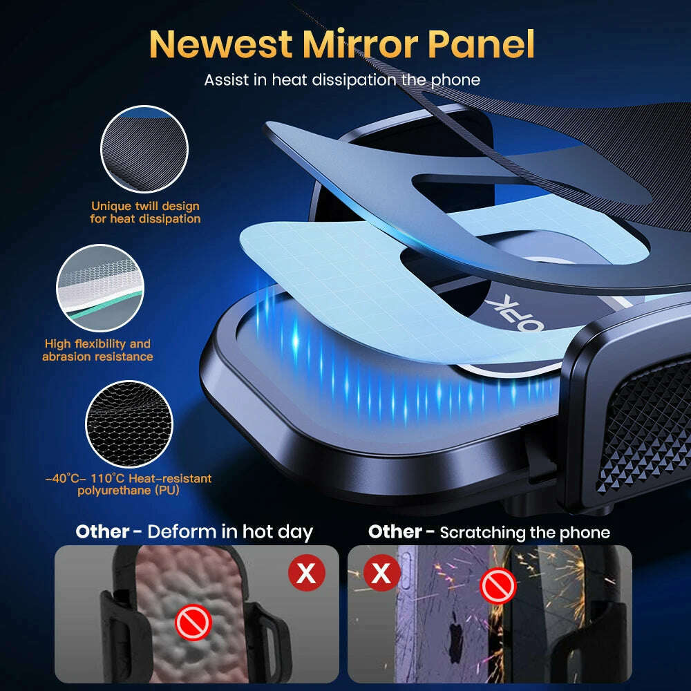 TOPK Car Phone Holder [Wider Clamp & Metal Hook] Car Phone Mount [Thick Cases Friendly] Air Vent Clip Cell Phone Holder for All
