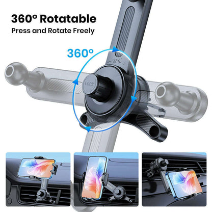 TOPK Car Phone Holder [Wider Clamp & Metal Hook] Car Phone Mount [Thick Cases Friendly] Air Vent Clip Cell Phone Holder for All
