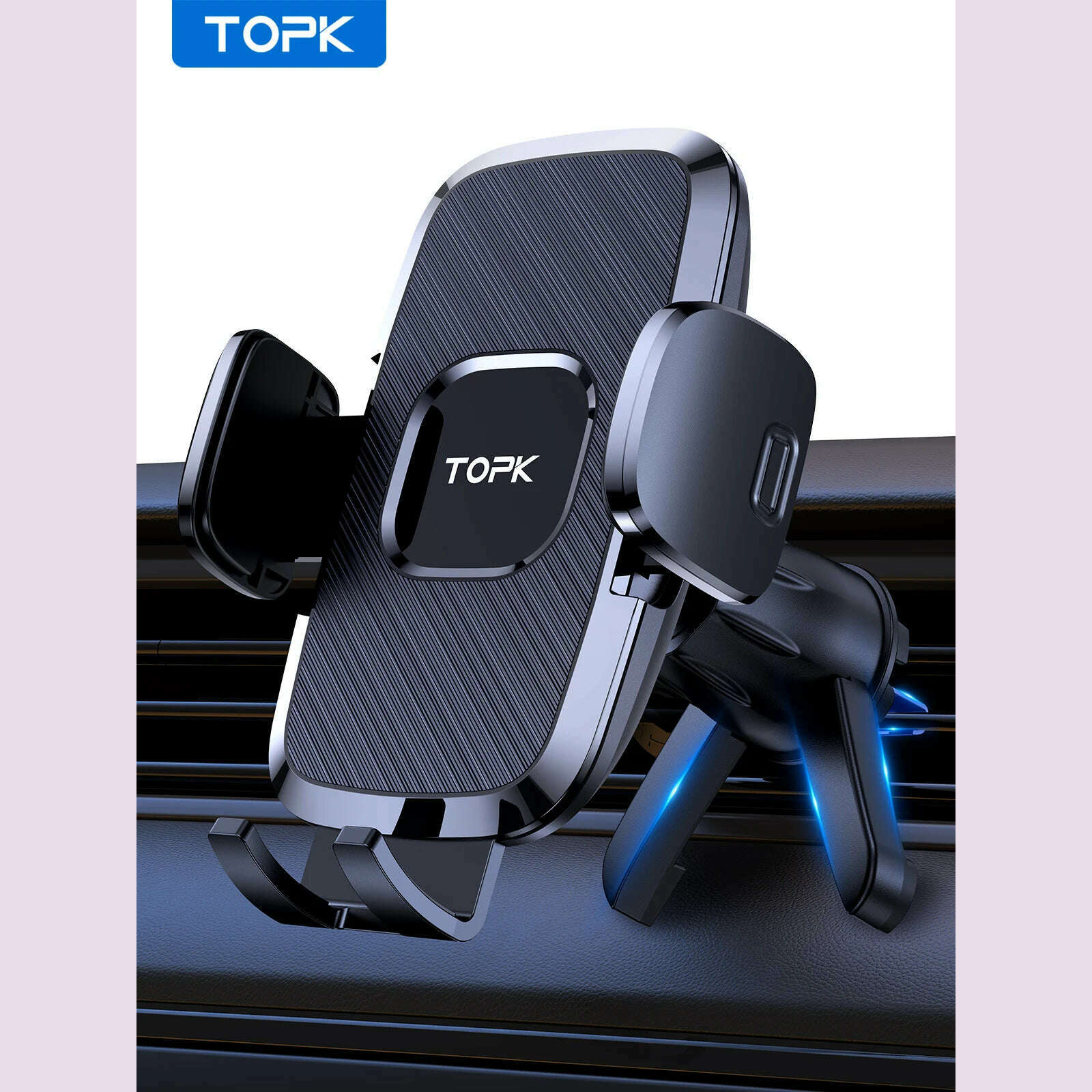 TOPK D35-S Car Phone Holder, Universal Phone Mount for Car with Hook Clip Air Vent Car Mount 360° Rotation for Mobile Phones