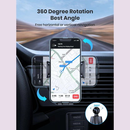 TOPK D35-S Car Phone Holder, Universal Phone Mount for Car with Hook Clip Air Vent Car Mount 360° Rotation for Mobile Phones