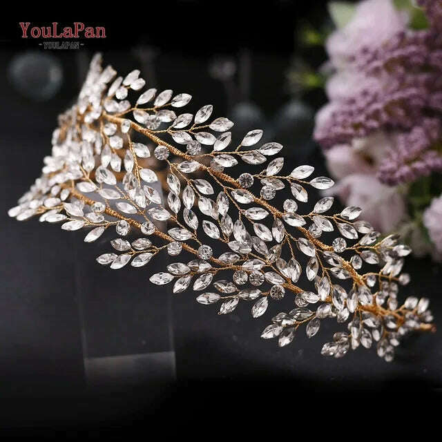 TOPQUEEN HP304 Bridal Crowns and Tiaras Woman Headgear Rhinestone Hairbands Wedding Accessories Bride Headband Headdresses